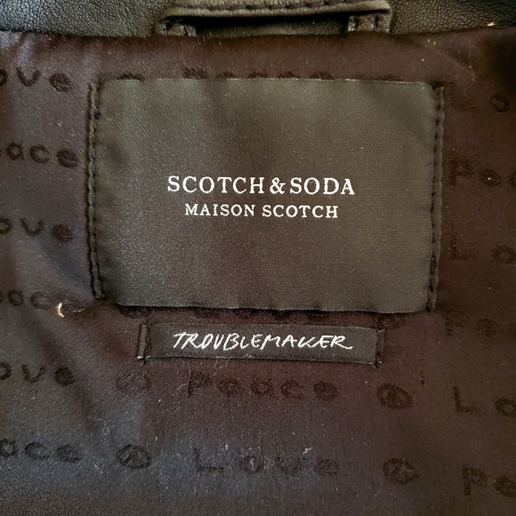 Scotch & Soda Maison Scotch Troublemaker Black Studded Leather Jacket XS - Picture 10 of 16